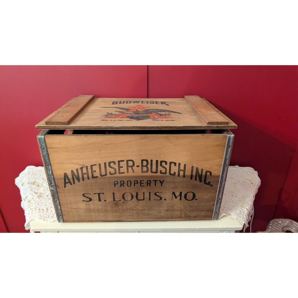 Vintage‎ Budweiser Anheuser Busch Centennial Wooden Beer Crate Box 1876-1976